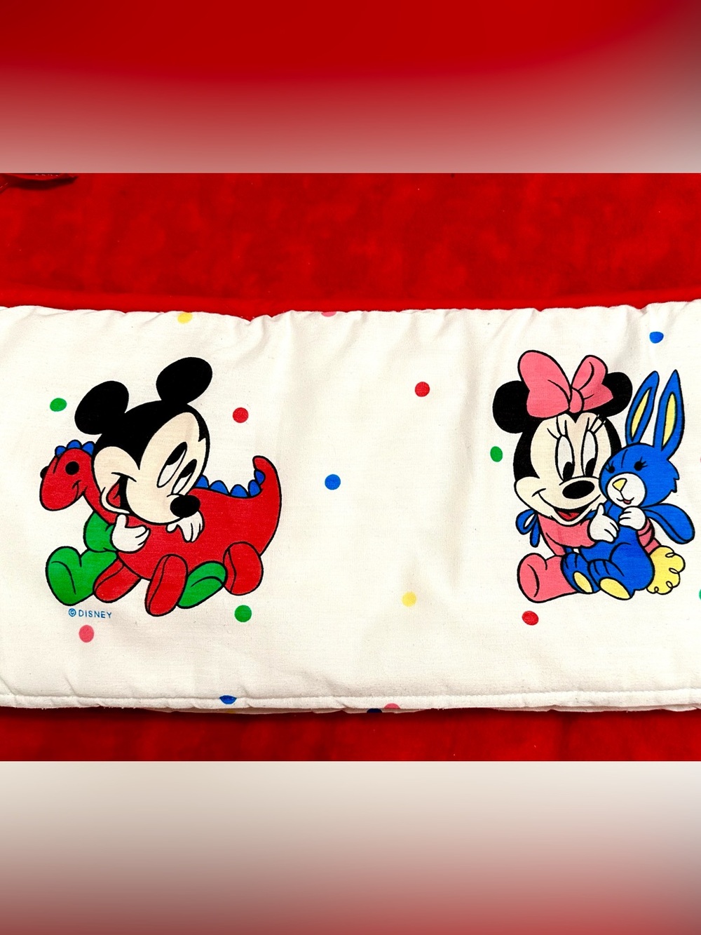 Vintage Disney Minnie Mouse Red and White Baby Kids Room Decor Padded